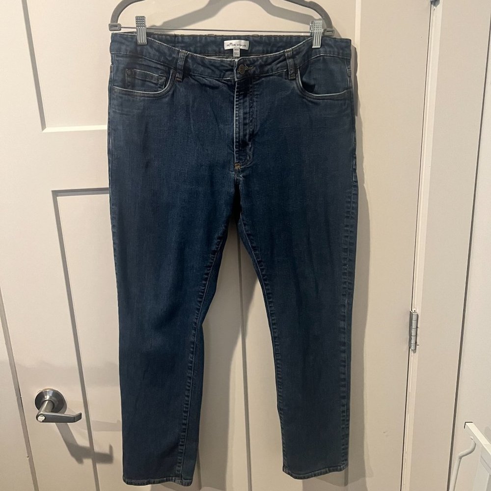 Peter Millar Jeans Men’s Size 38x34 Blue Denim Dark Wash Straight Fit Casual